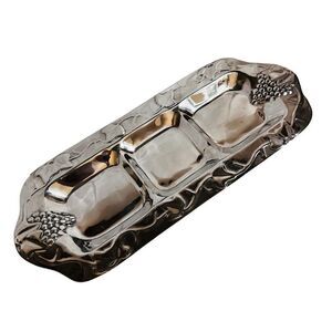 Ante Gifts Mexico Pewter Hand Made Sand Molded Divided Serving Dish 20“x8“